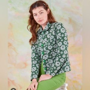 Big Bud Press Green Lazy Daisy Jacquard Work Jacket size XS